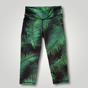 Live Love Dream Aeropostale Green Palm Leaves Cropped Leggings